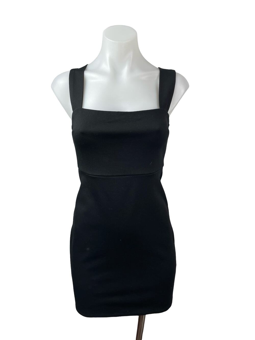 Blue Blush Black Sleeveless Square Neck Cami Tank Mini Bodycon Dress Size M